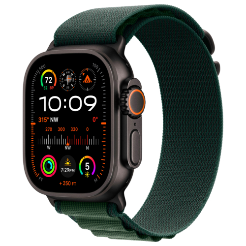 Apple Watch Ultra 2 49 mm GPS + Cellular Black Titanium Alpine Loop Green