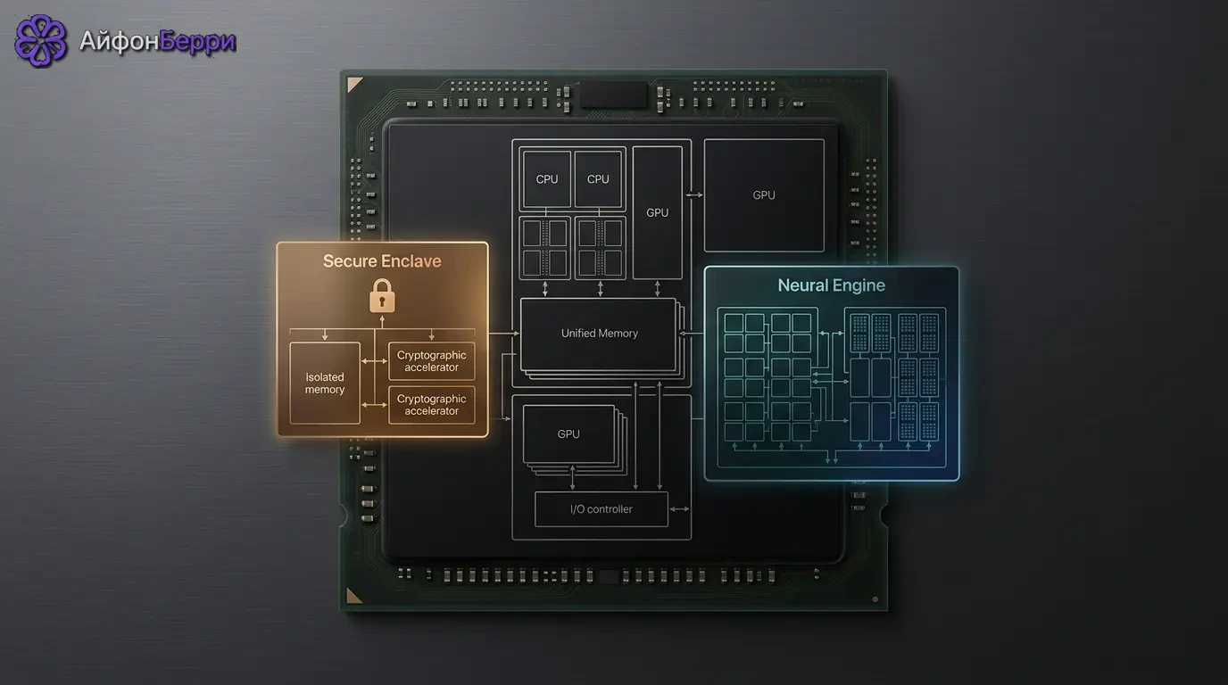 Secure Enclave в чипах Apple защищает ключи шифрования и биометрические данные.